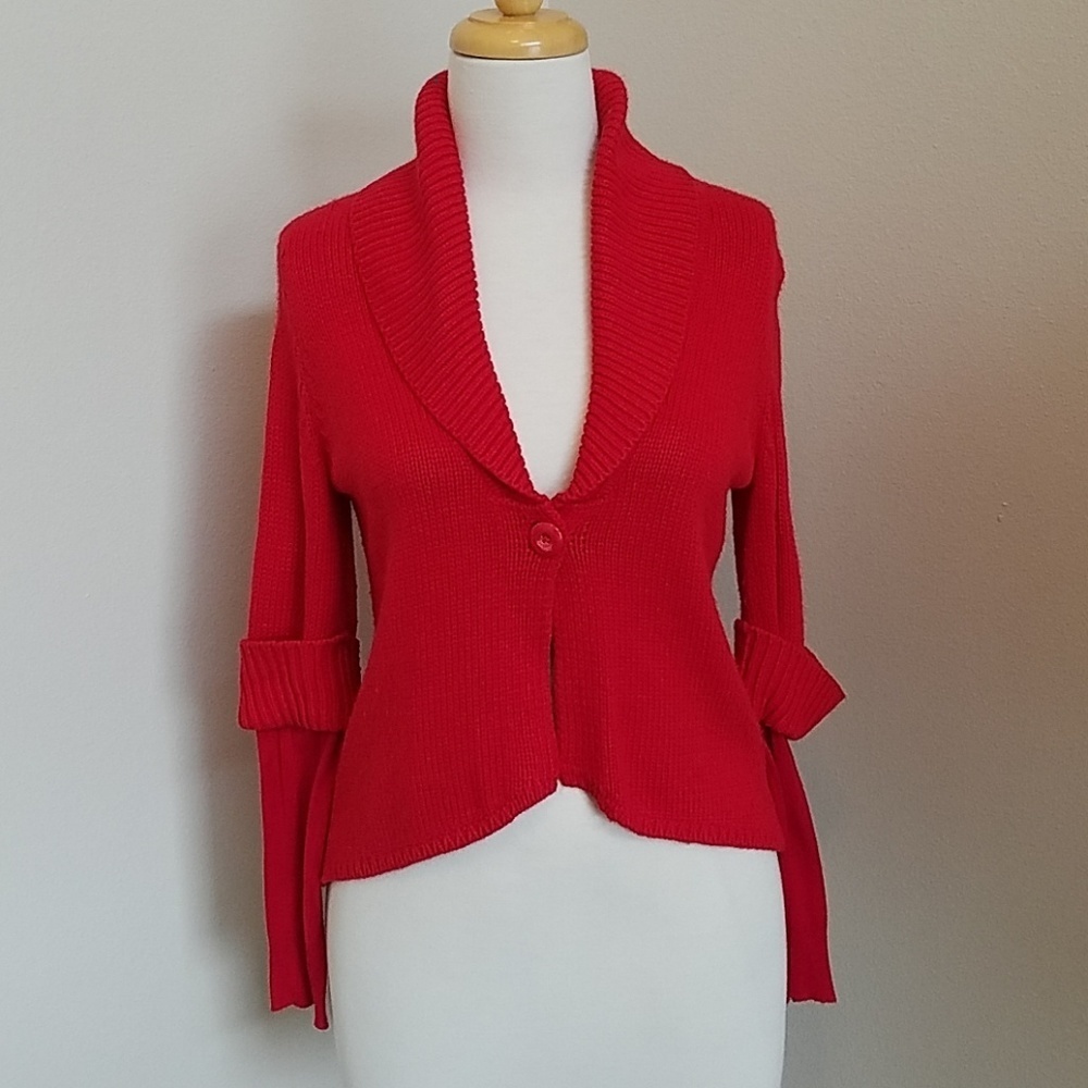 NWOT Chico's Black Label Red Knit Cardigan
